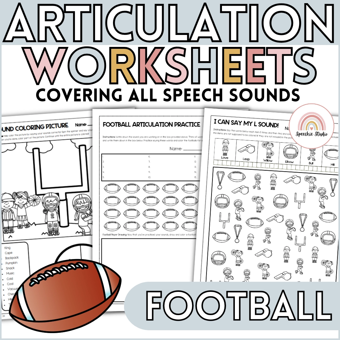 Football Themed Articulation Worksheets And Activities For Speech Therapy No Prep Speechie Studio