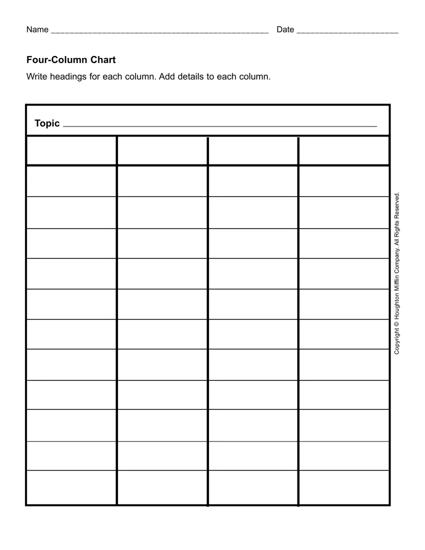 Printable 4 Column Chart With Lines