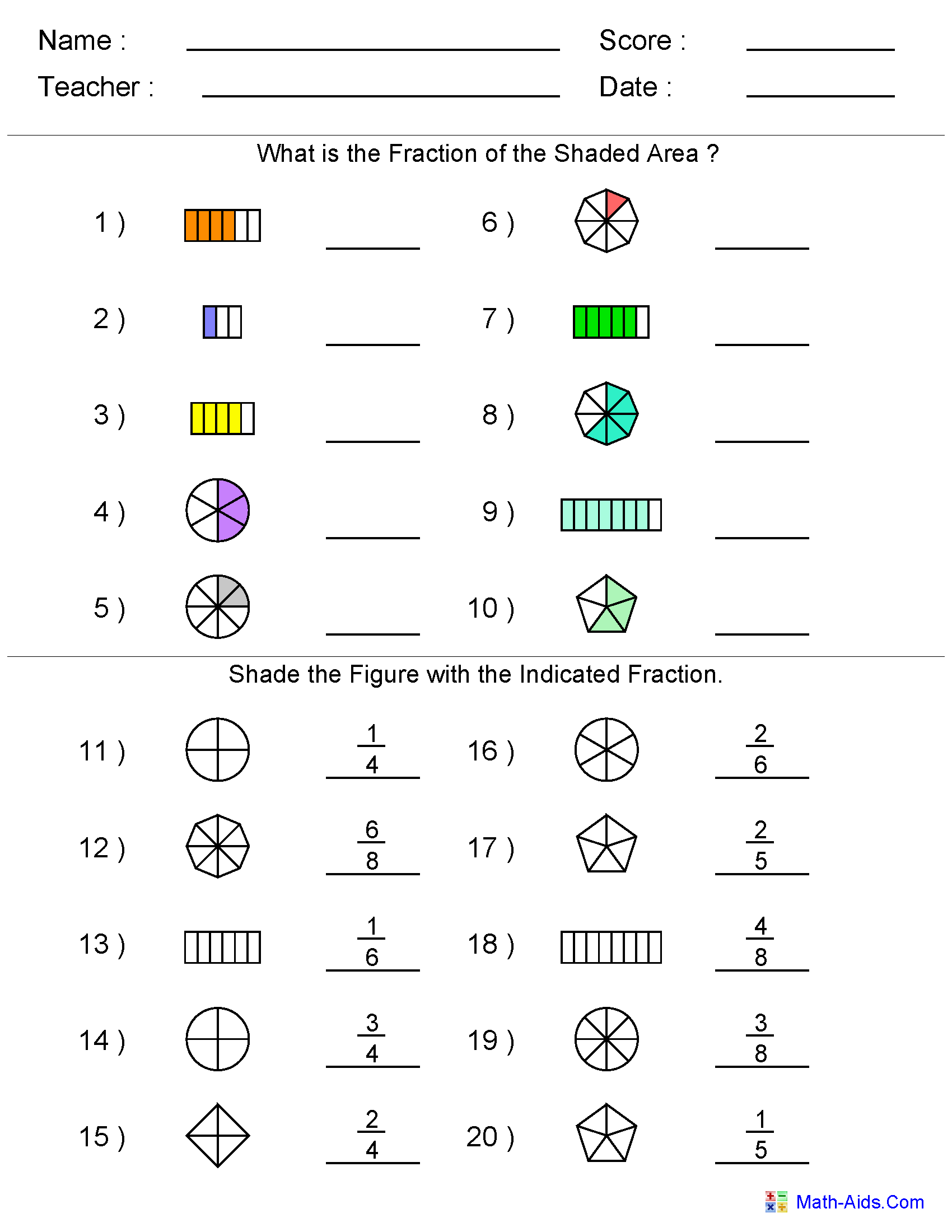 Free Printable Fraction Worksheets