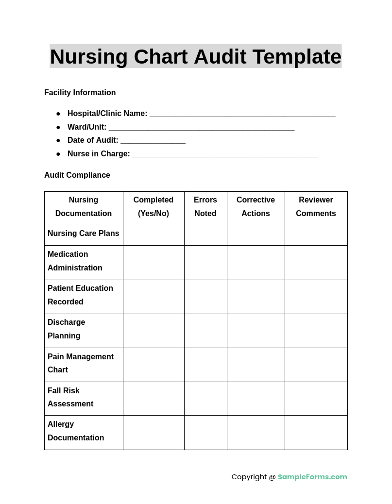 FREE 10 Chart Audit Form Samples PDF MS Word Google Docs Excel