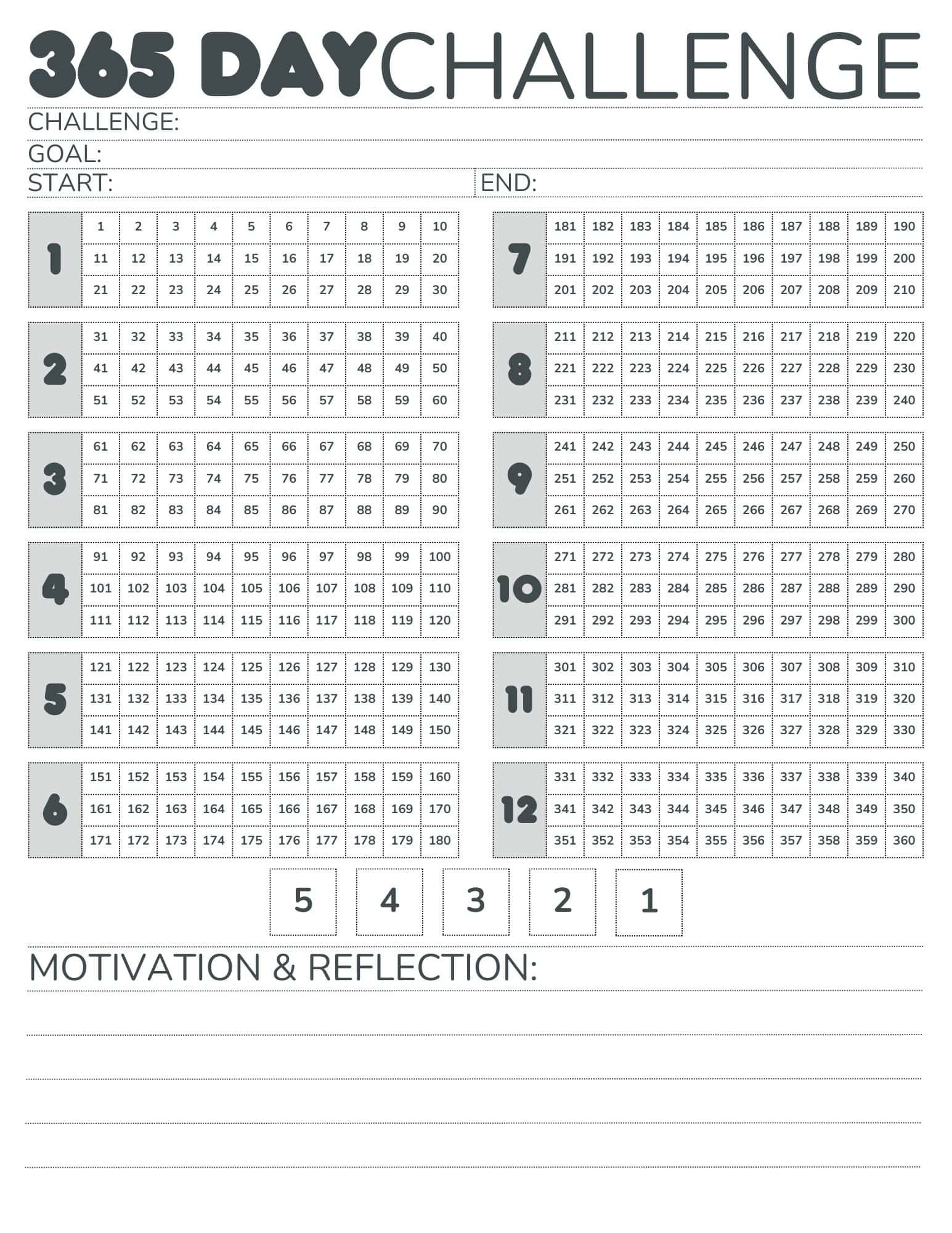 Free Printable 365 Day Calendar