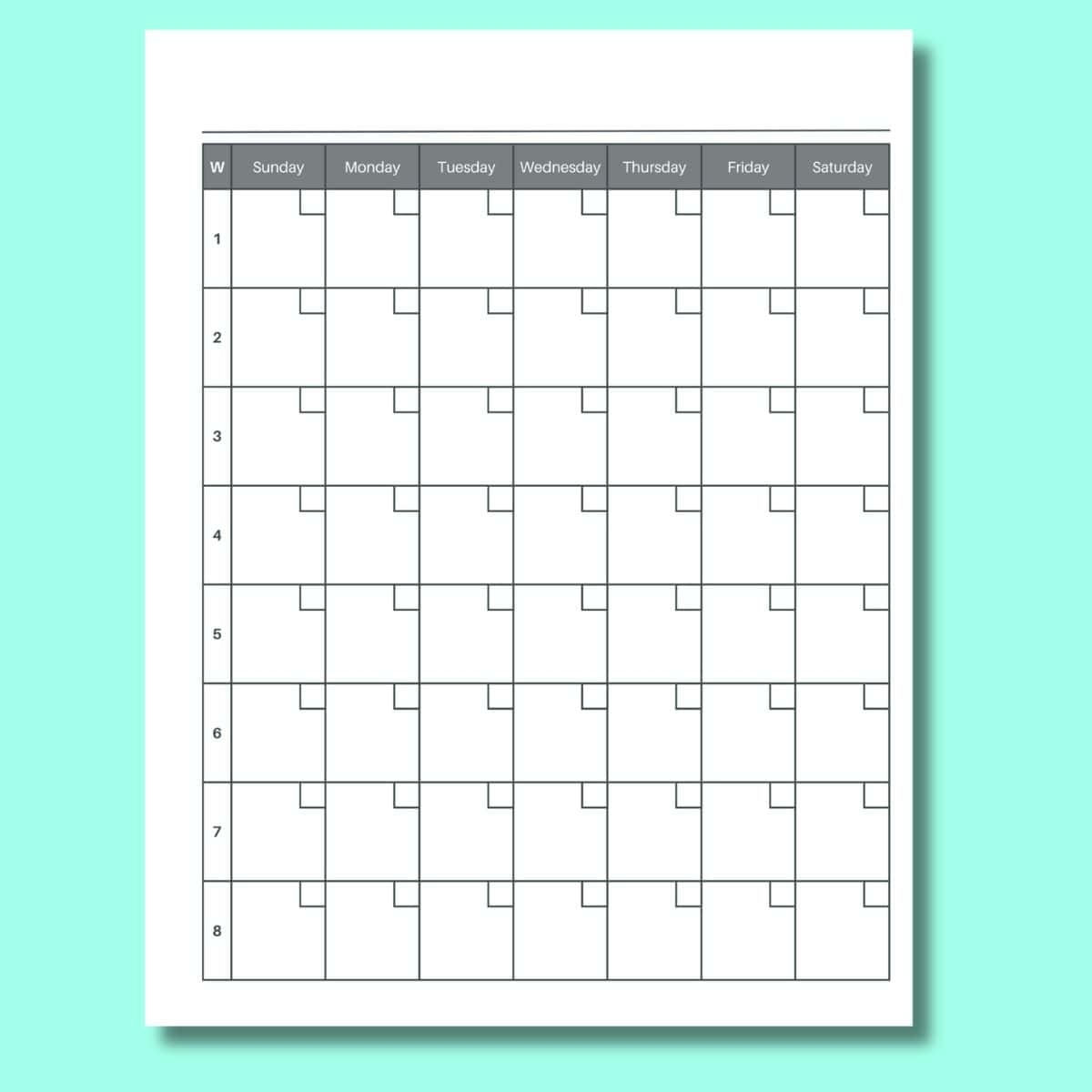 Free 8 Week Calendar Printable PDF