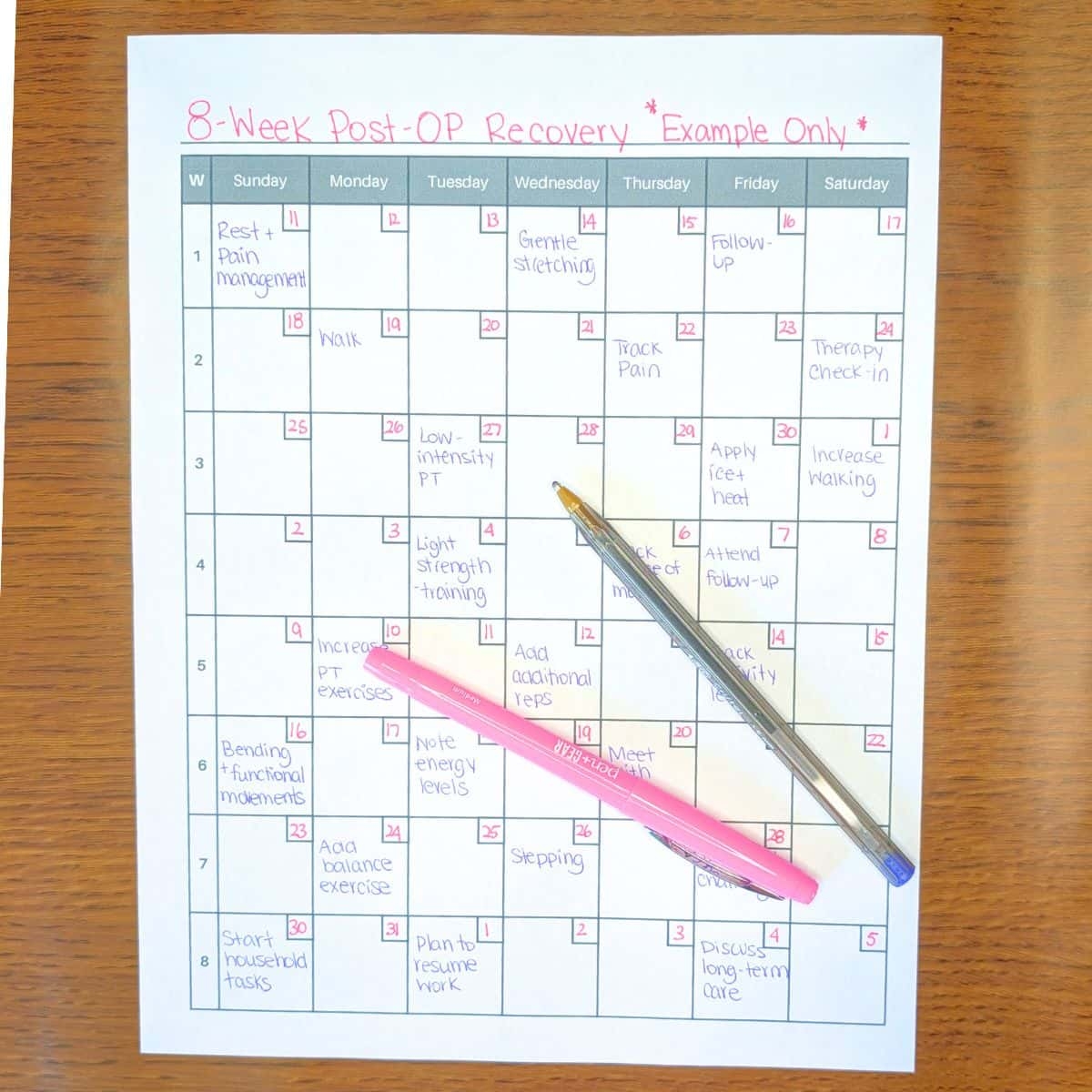 Free 8 Week Calendar Printable PDF