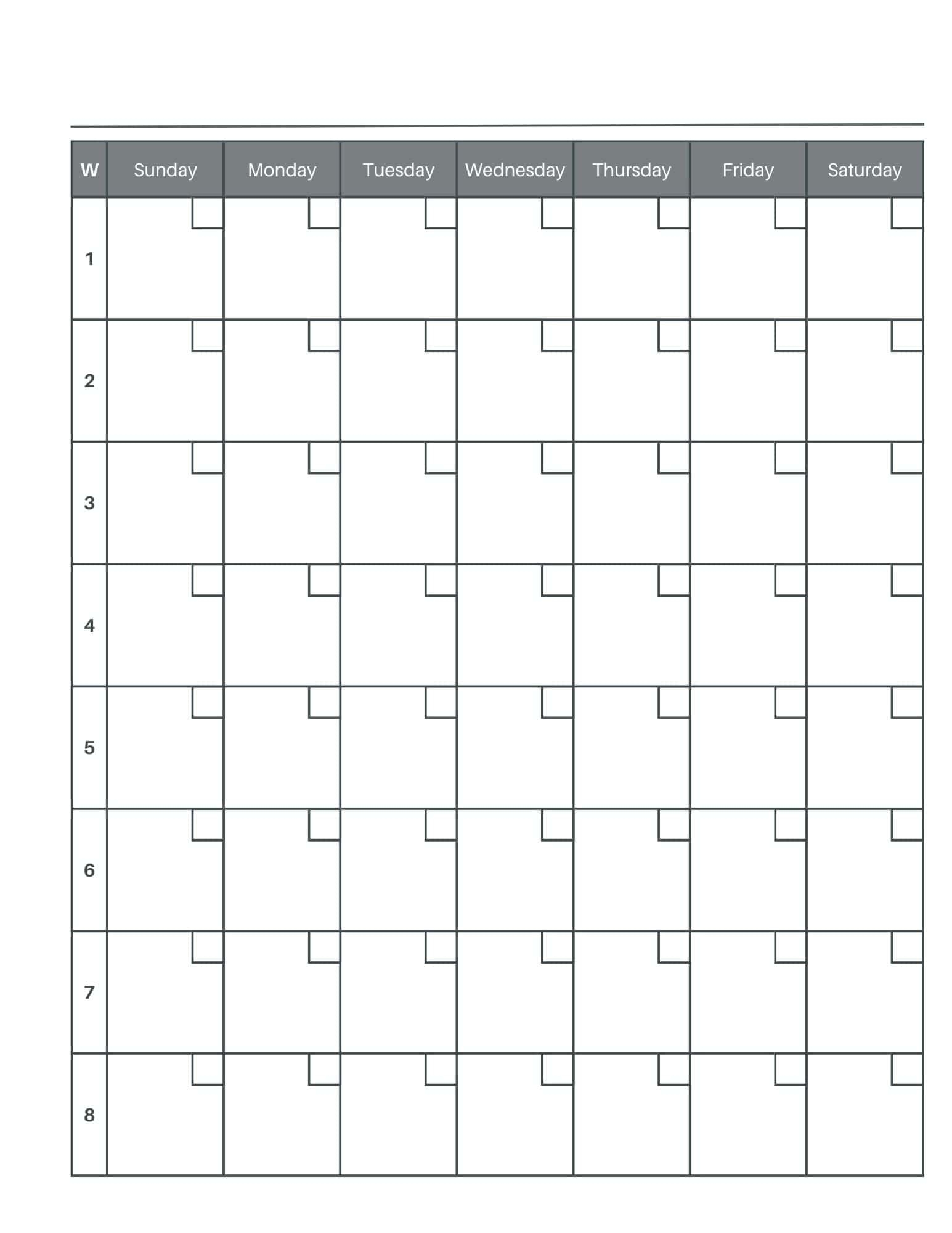 8 Week Printable Calendar