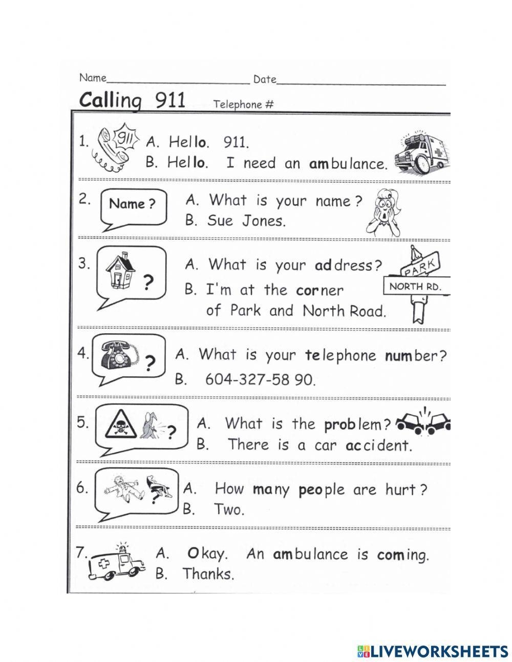 Free Printable 911 Worksheets