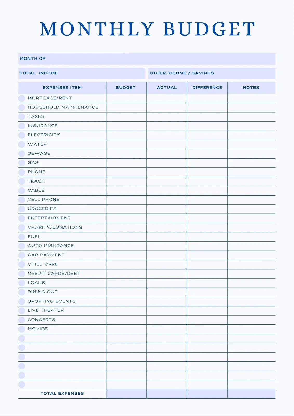 Free And Customizable Budget Templates Free And Customizable Budget Templates