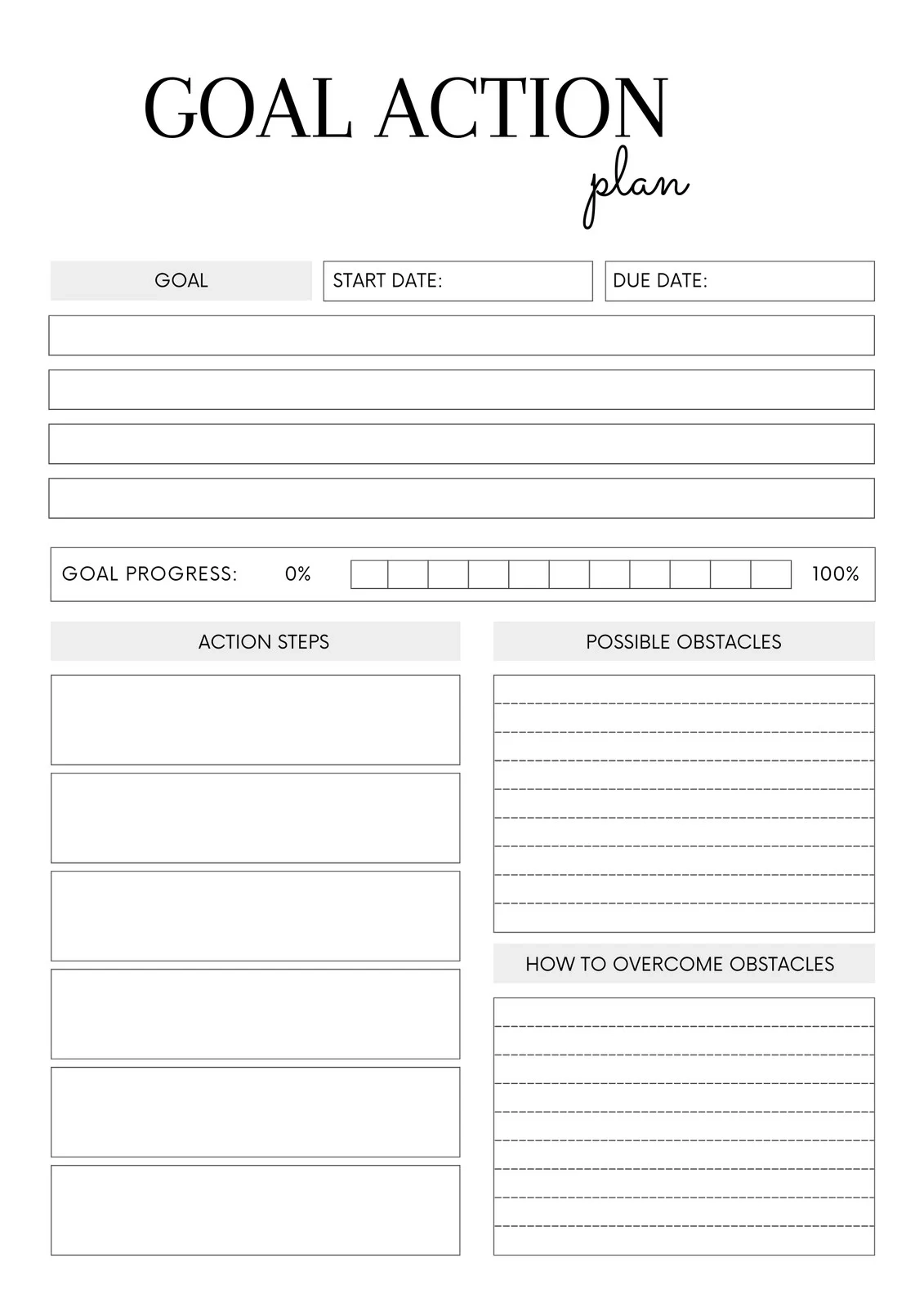 Printable Goal Planning Worksheet