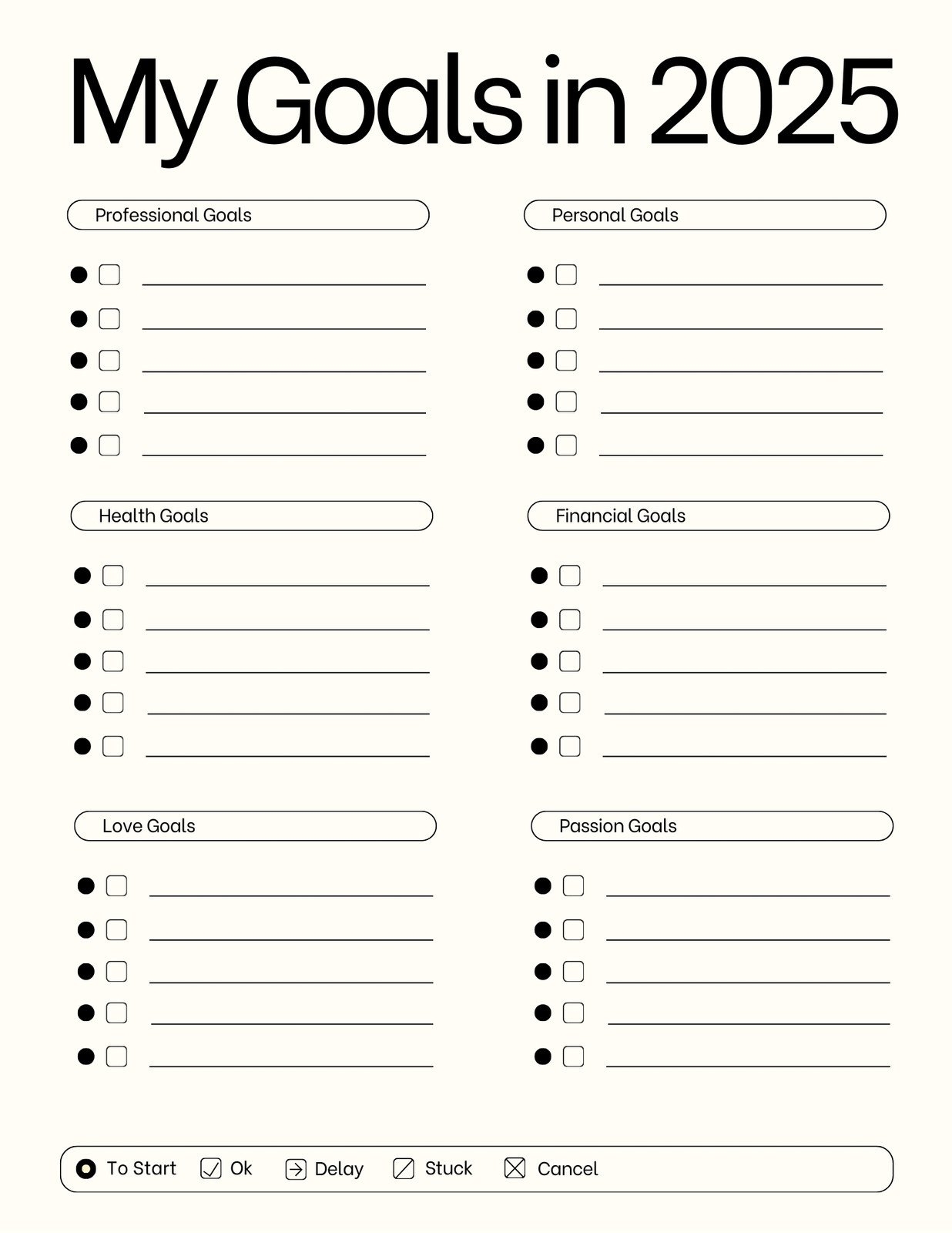 Goals Printable Worksheet