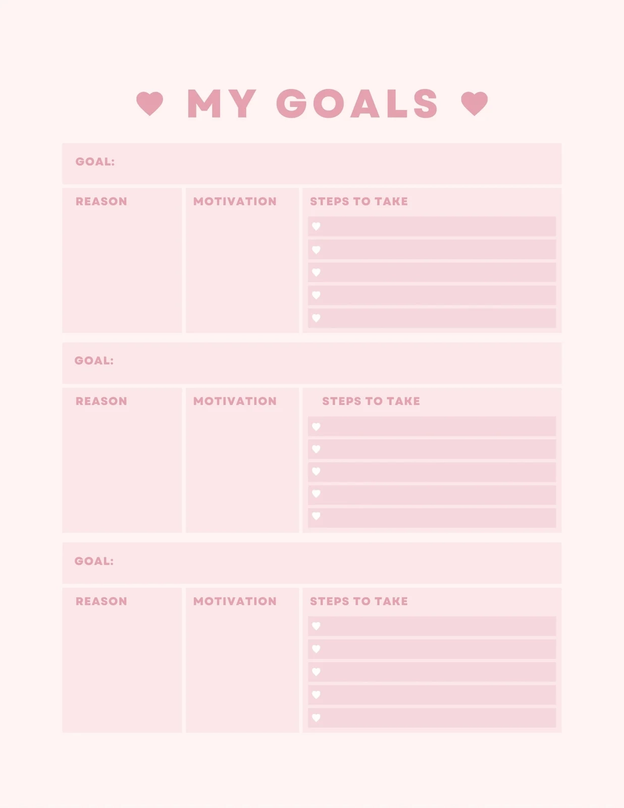 Printable Goal Chart