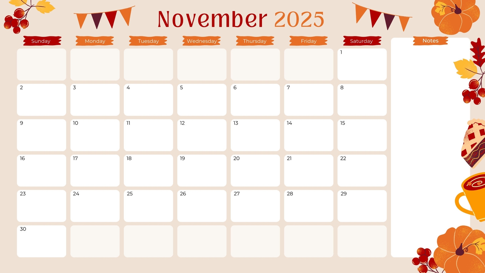 Free And Printable November 2025 Calendar Templates Canva