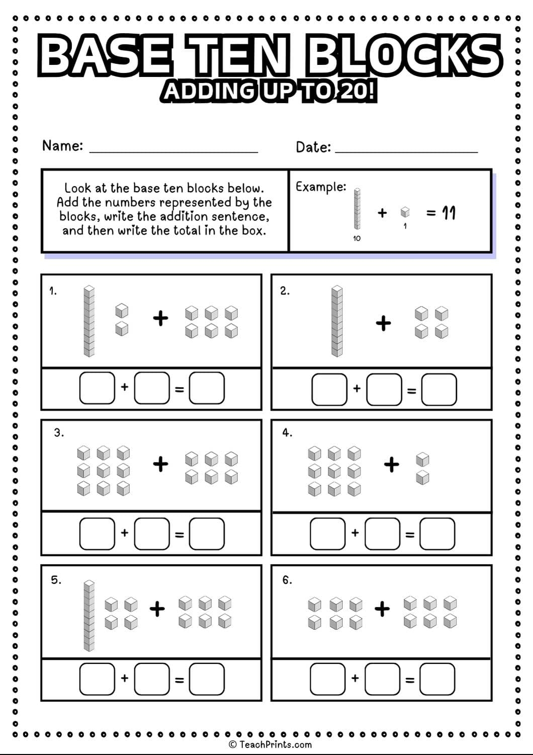 Free Printable Base 10 Blocks Worksheets