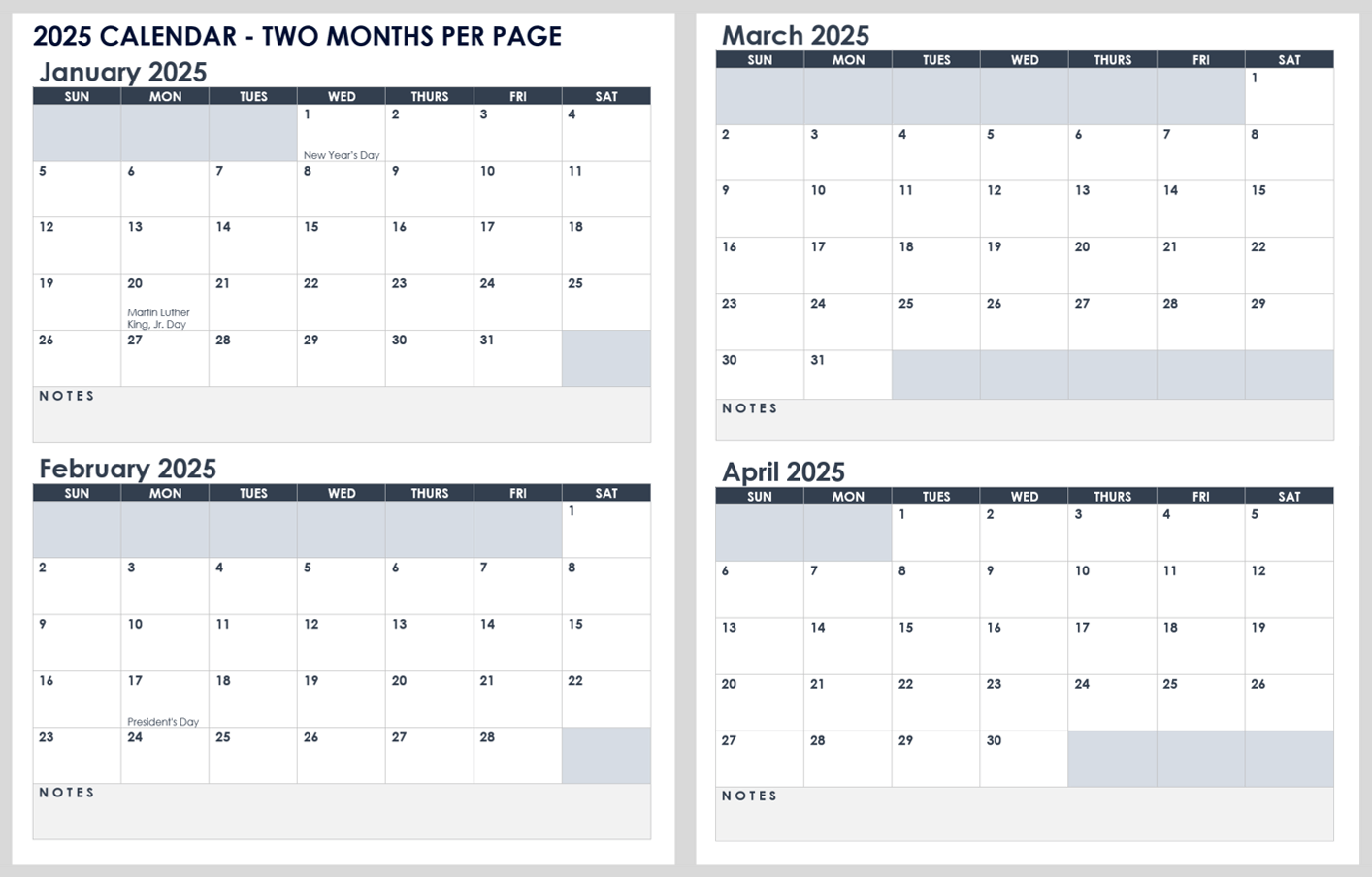 Printable Calendar Two Months Per Page
