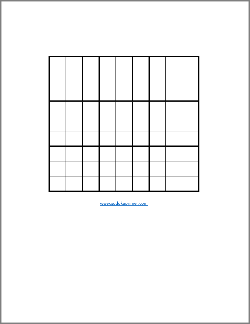 Free Blank Sudoku Grids Free Blank Sudoku Grids