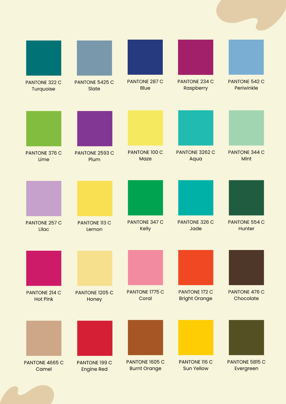 Color Chart Printable