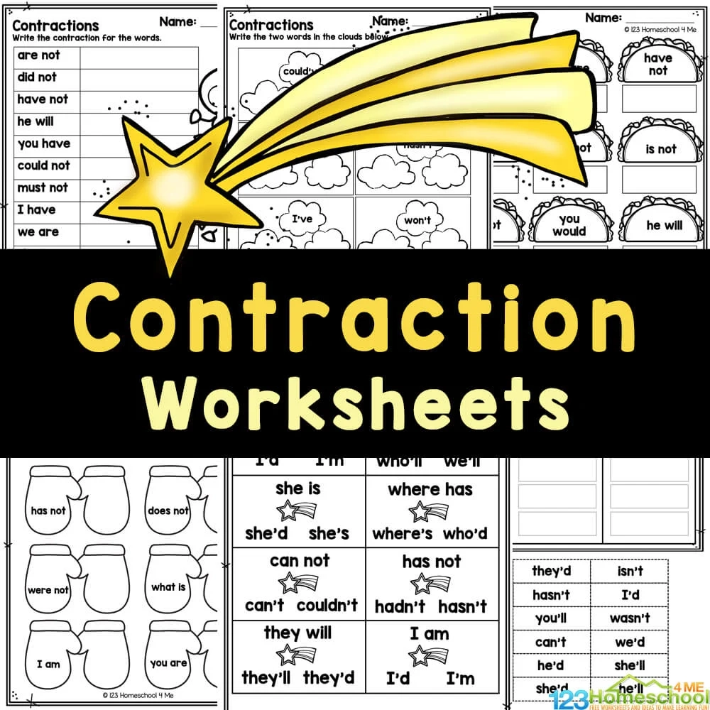 Free Printable Contraction Worksheets
