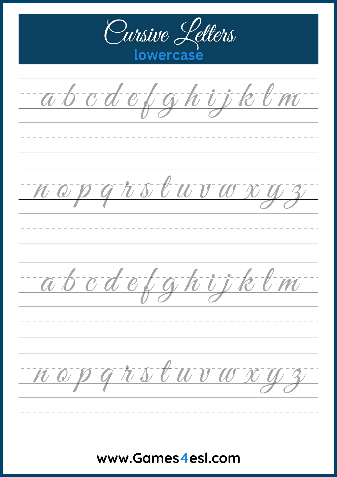Cursive Writing Worksheets Printable