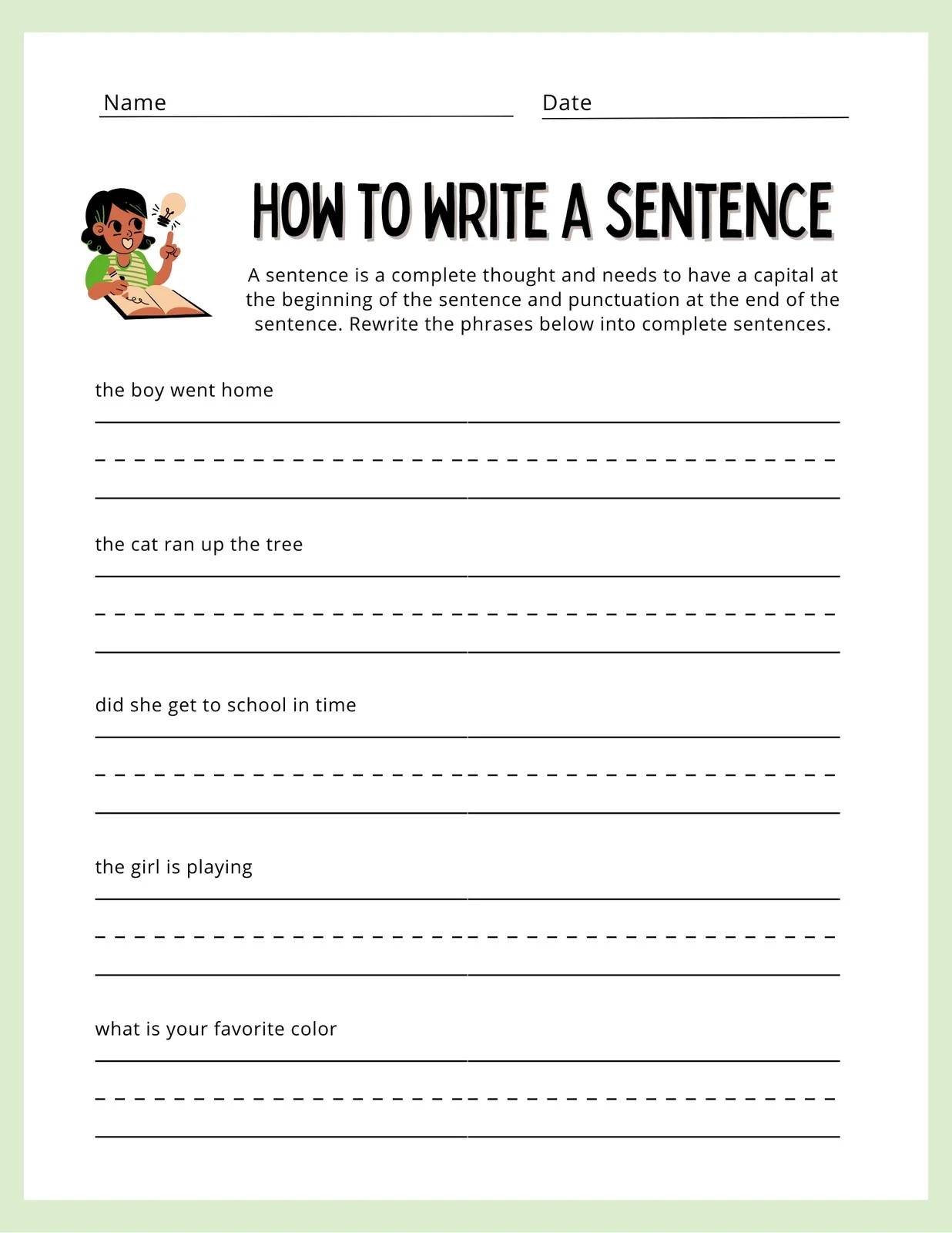 Free Printable Language Arts Worksheets