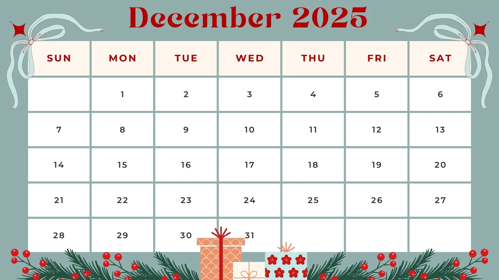 Free Custom Printable Christmas Calendar Templates Canva