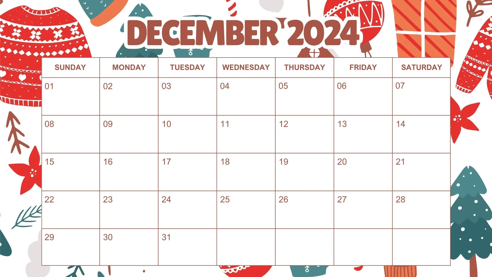Printable Christmas Calendar