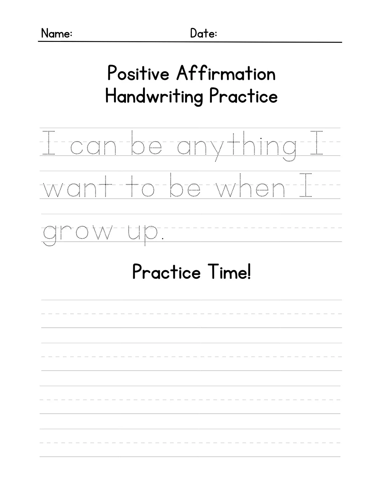 Free Printable Printing Practice Worksheets