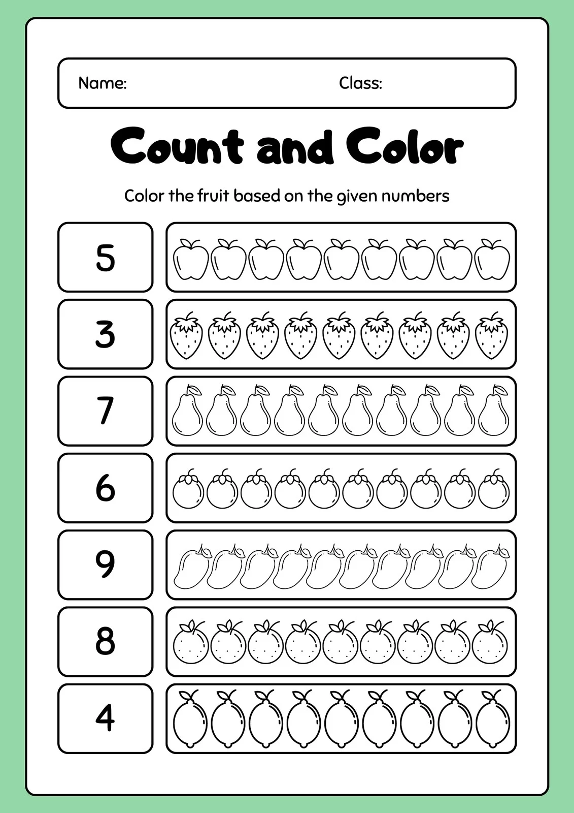 Free Download Printable Worksheets For Kindergarten