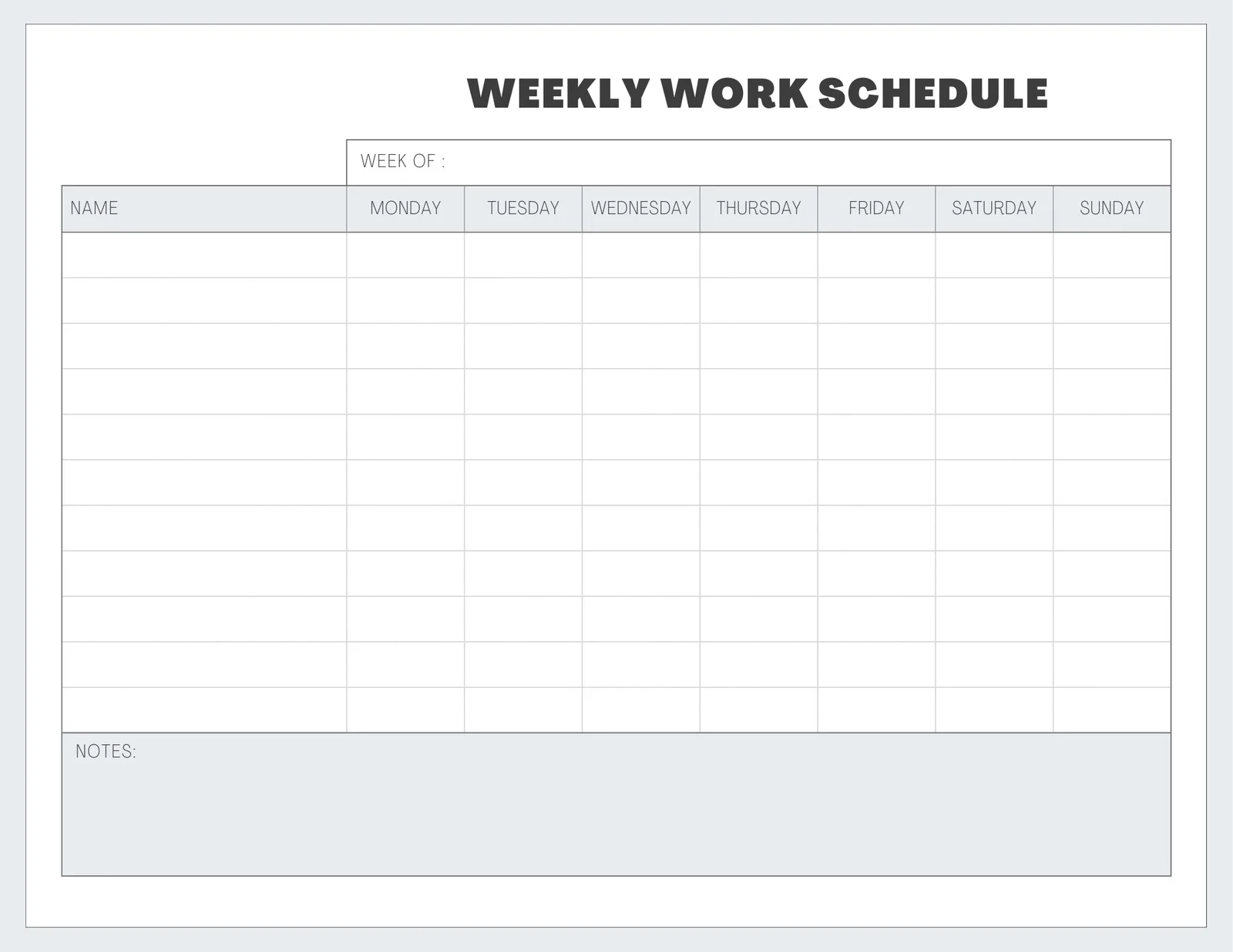 Printable Work Calendar