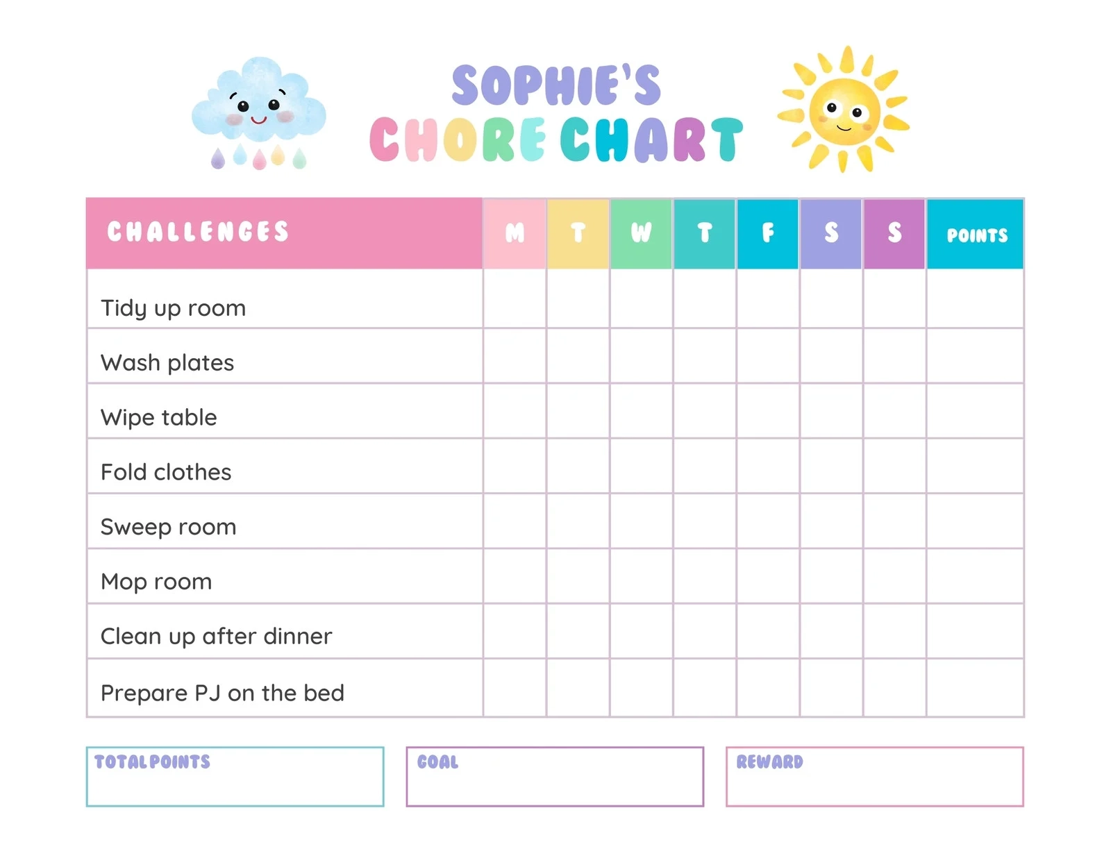 Free Customizable Chore Chart Templates To Print Canva