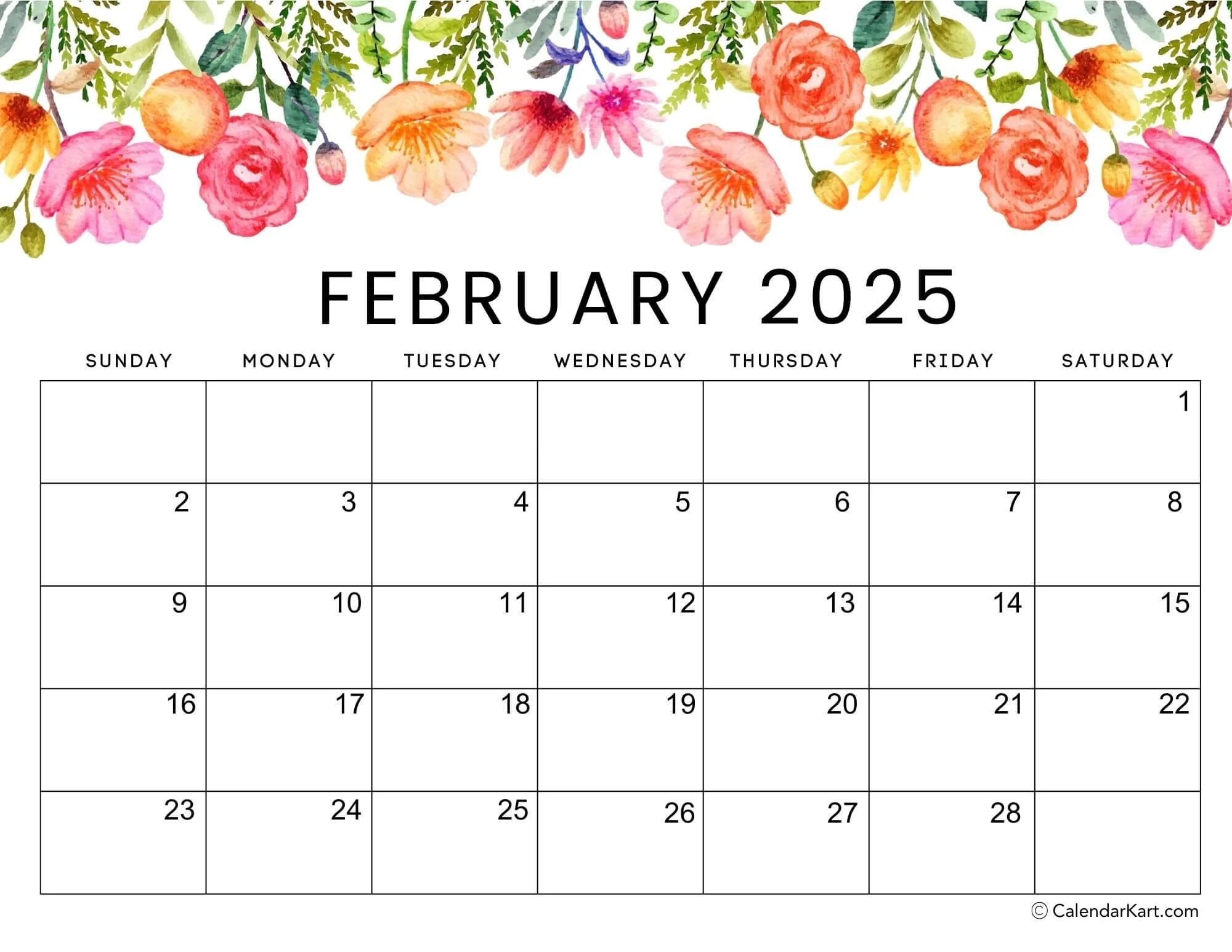 Calendar February Printable