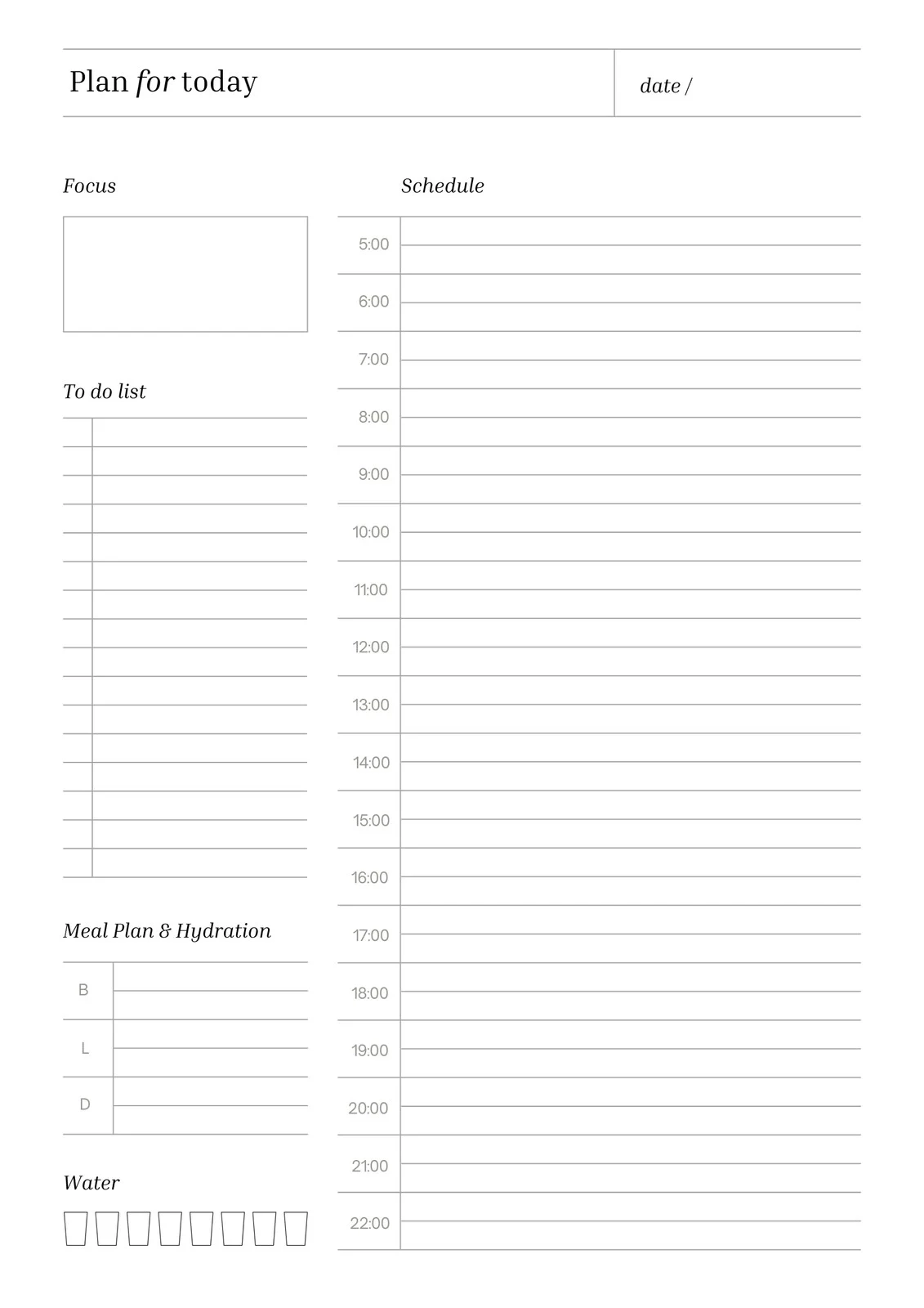 Printable Daily Planning Sheets