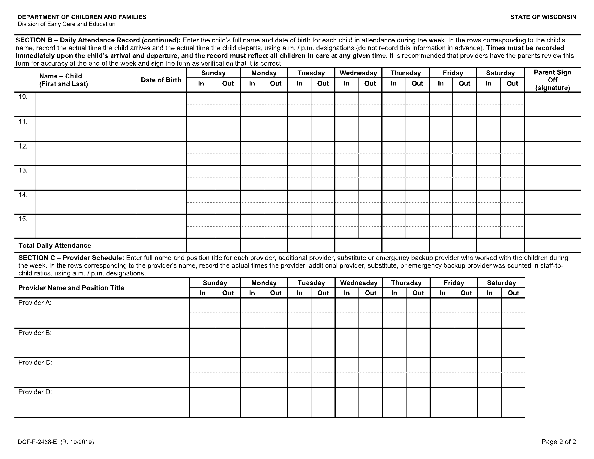 Free Daycare Sign In Sheet Template In 2021 CocoSign