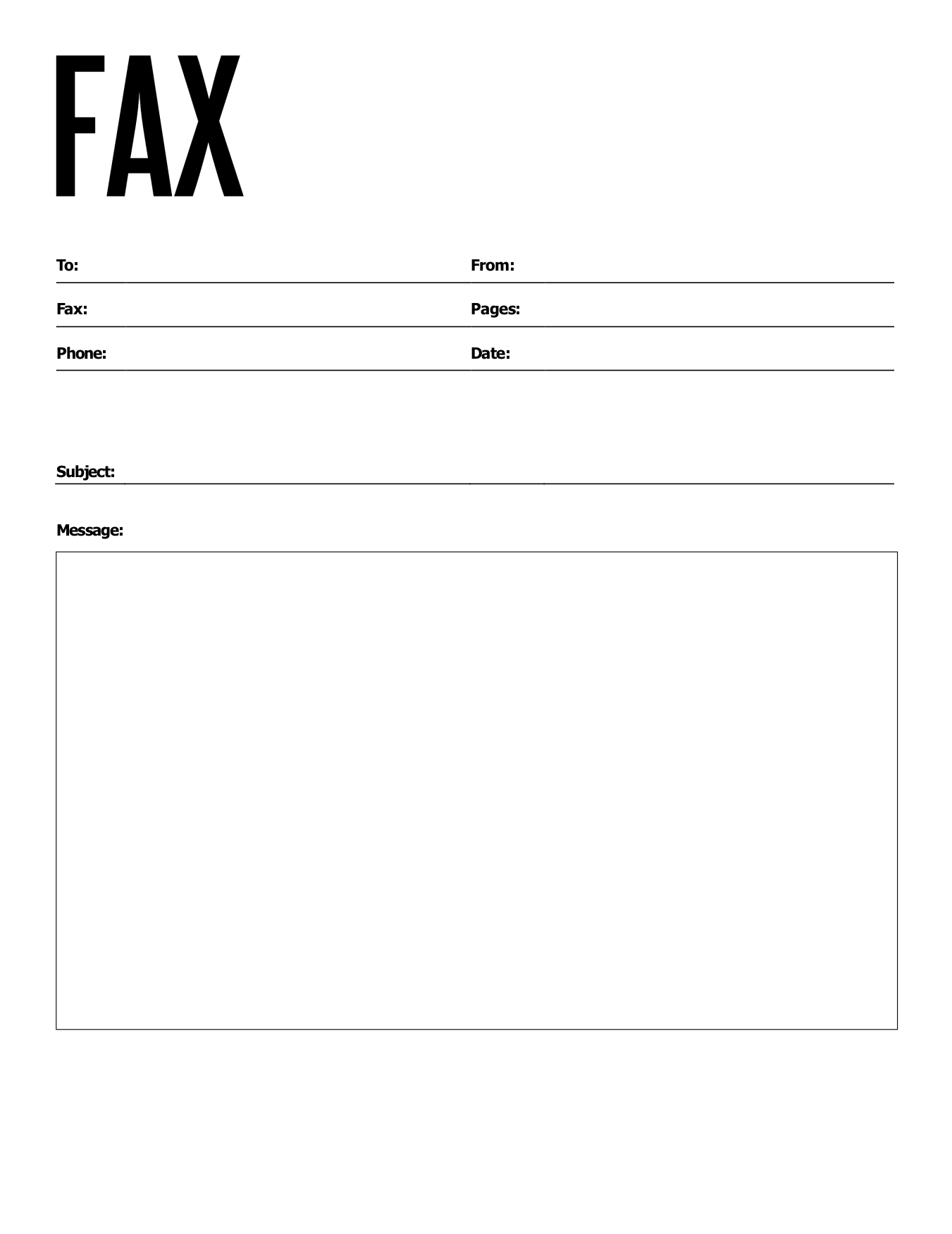 Printable Fax Sheet Template