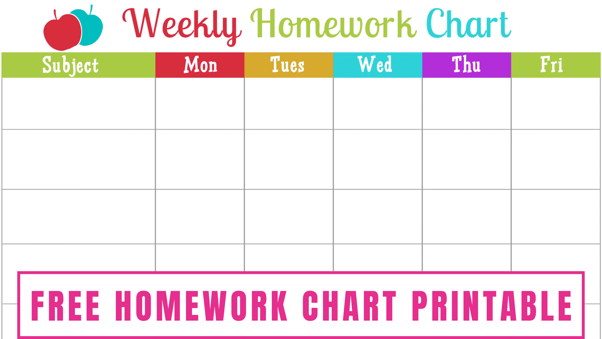 Homework Chart Free Printable