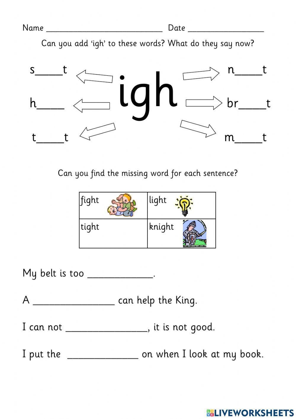 Free Printable Igh Worksheets