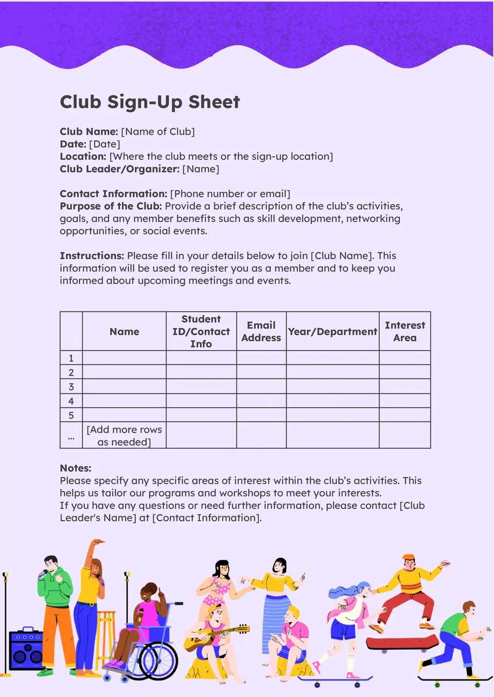 Free Karaoke Sign Up Sheet Template For Google Docs
