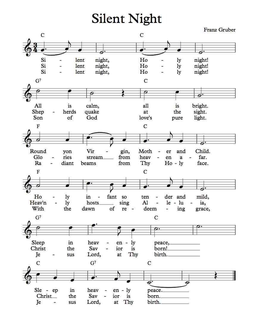 Free Lead Sheet Silent Night Worksheets Library