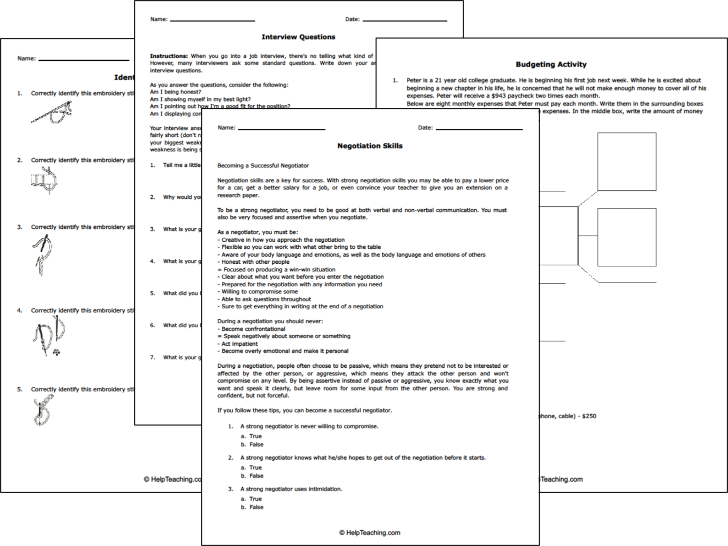 Free Life And Money Skills Worksheets
