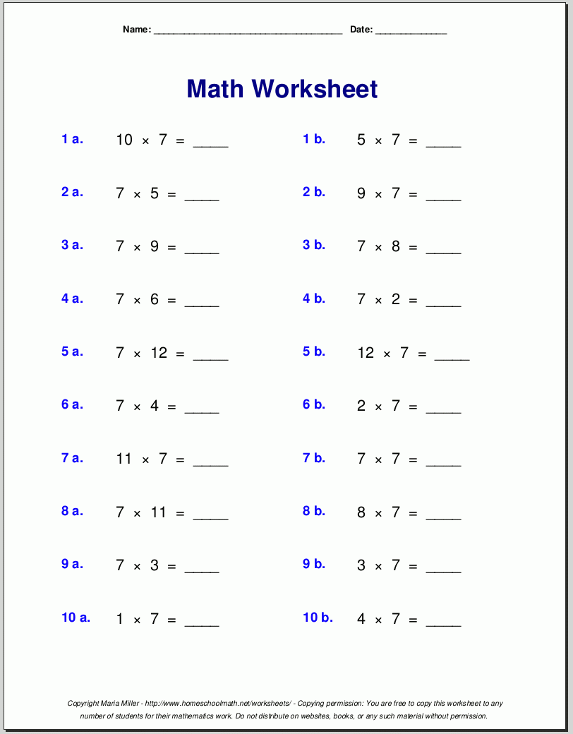 Basic Math Printable Worksheets
