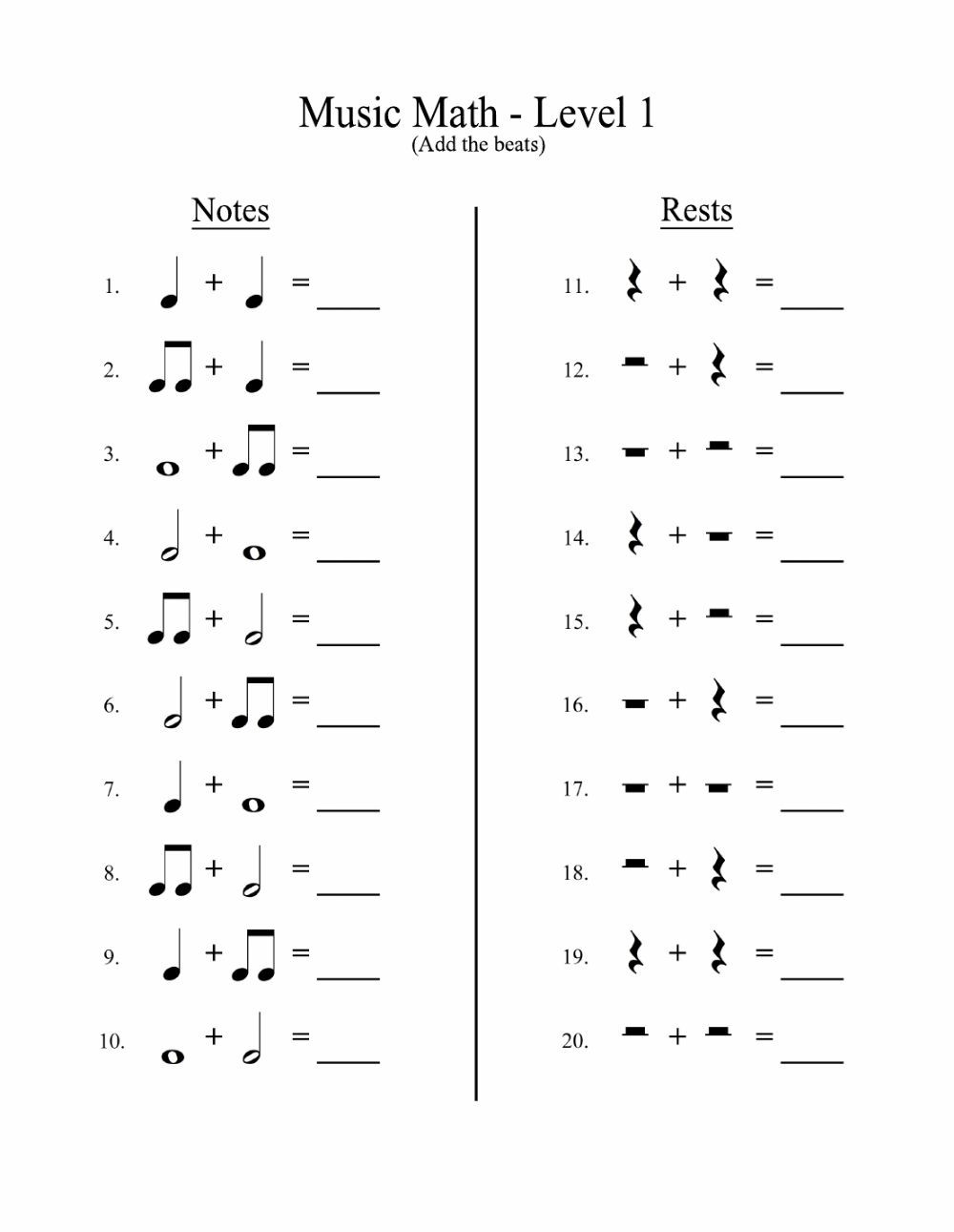 Free Printable Rhythm Worksheets