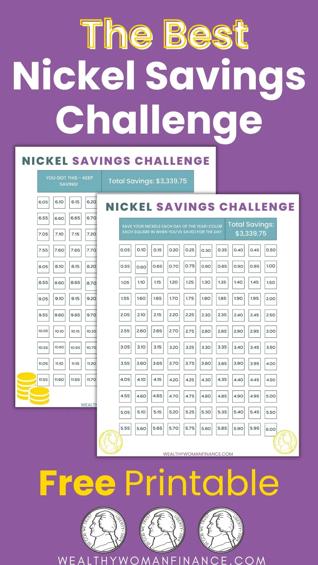 Free Nickel Savings Challenge Printable To Save Over 3000