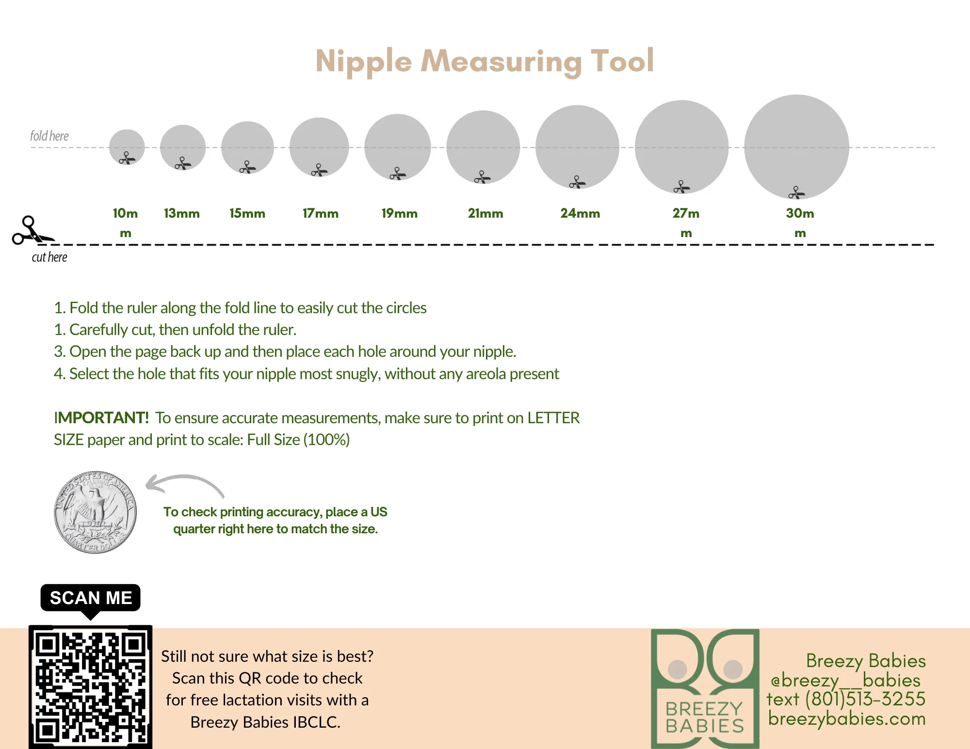 Breast Pump Flange Size Chart Printable