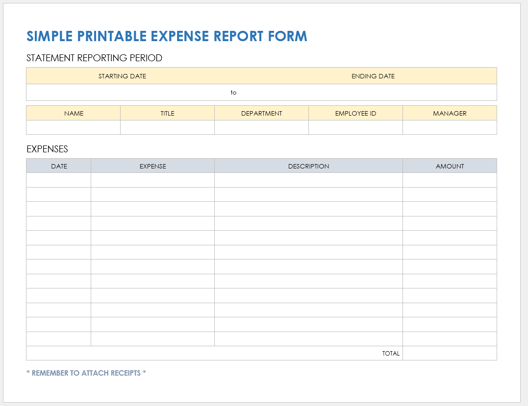 Printable Expense Tracking Sheet