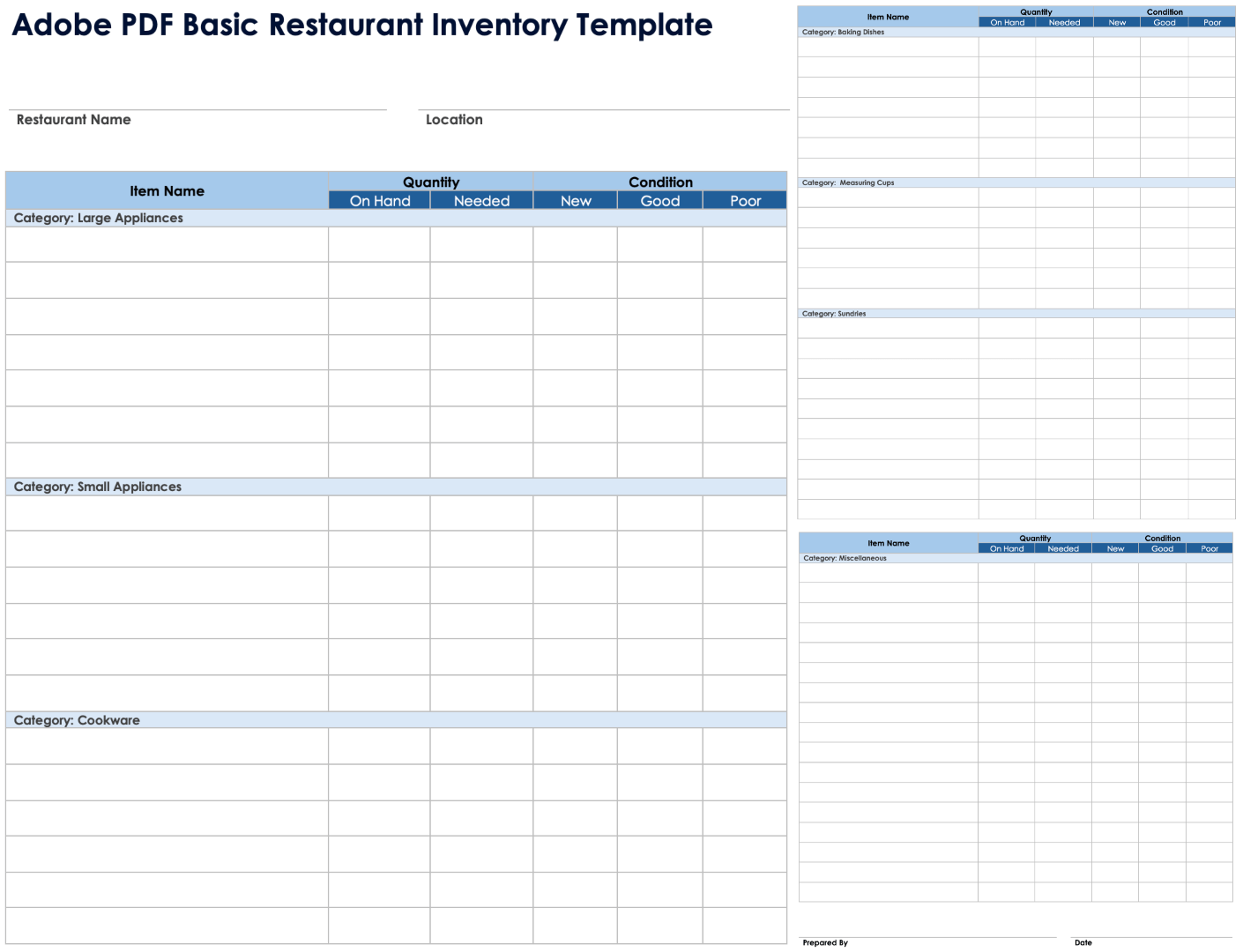Free PDF Inventory Sheets Templates Editable Printable