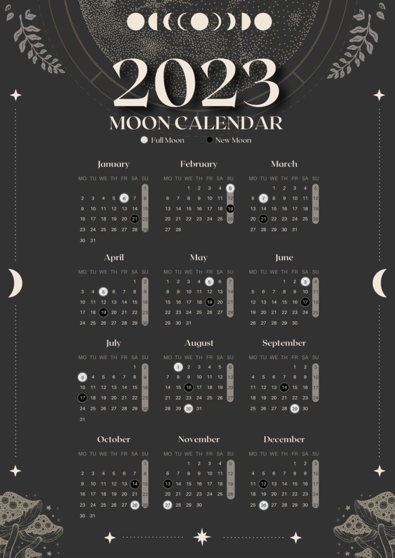 Printable Full Moon Calendar 2026 - Free Printable Template