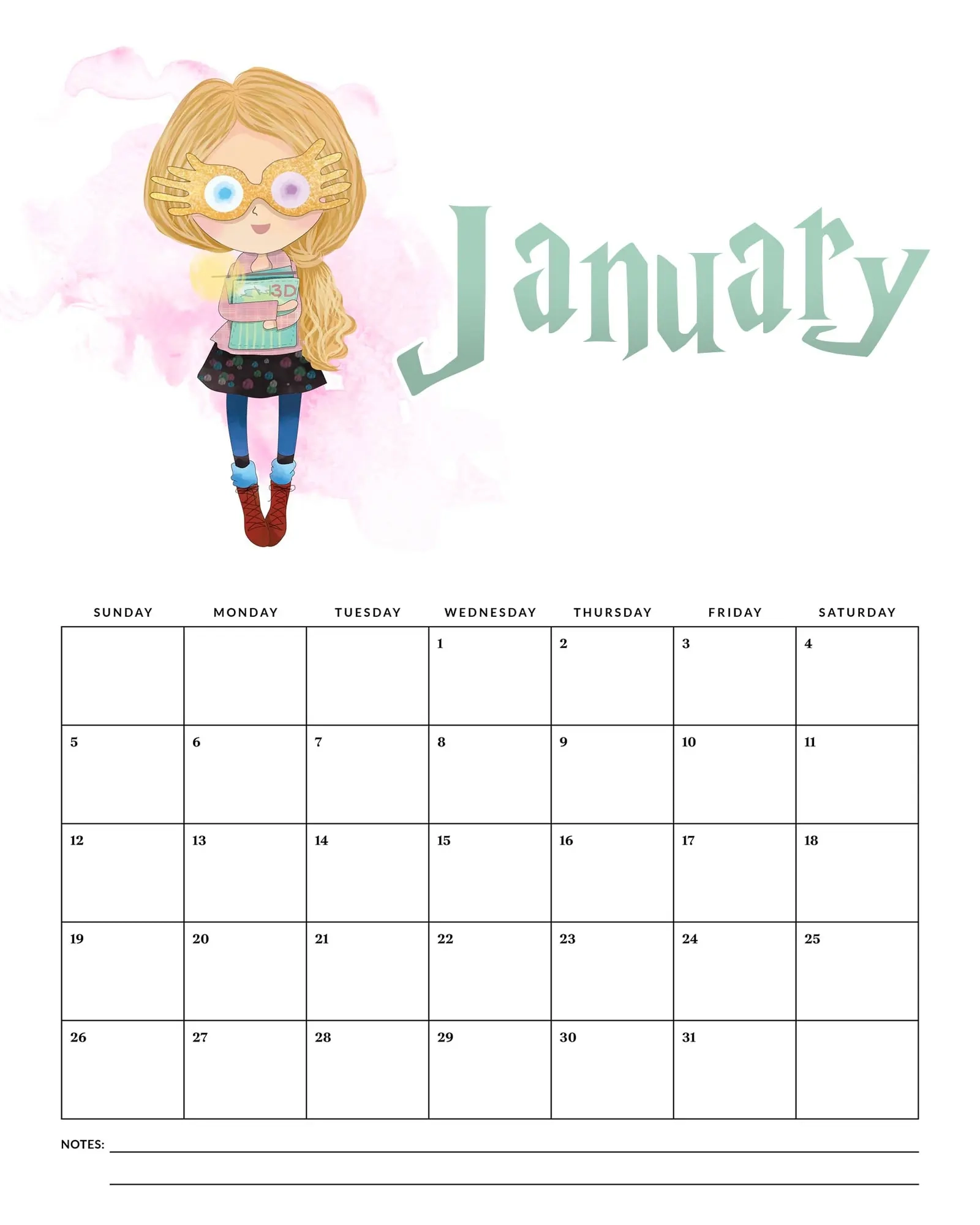 Free Printable 2025 Harry Potter Calendar The Cottage Market