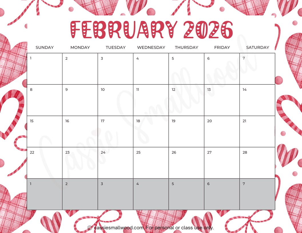 Free Printable Calendar February 2026