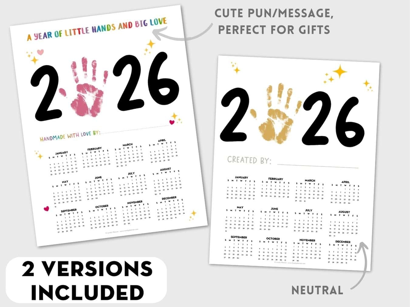 Free Printable Handprint Calendar 2026