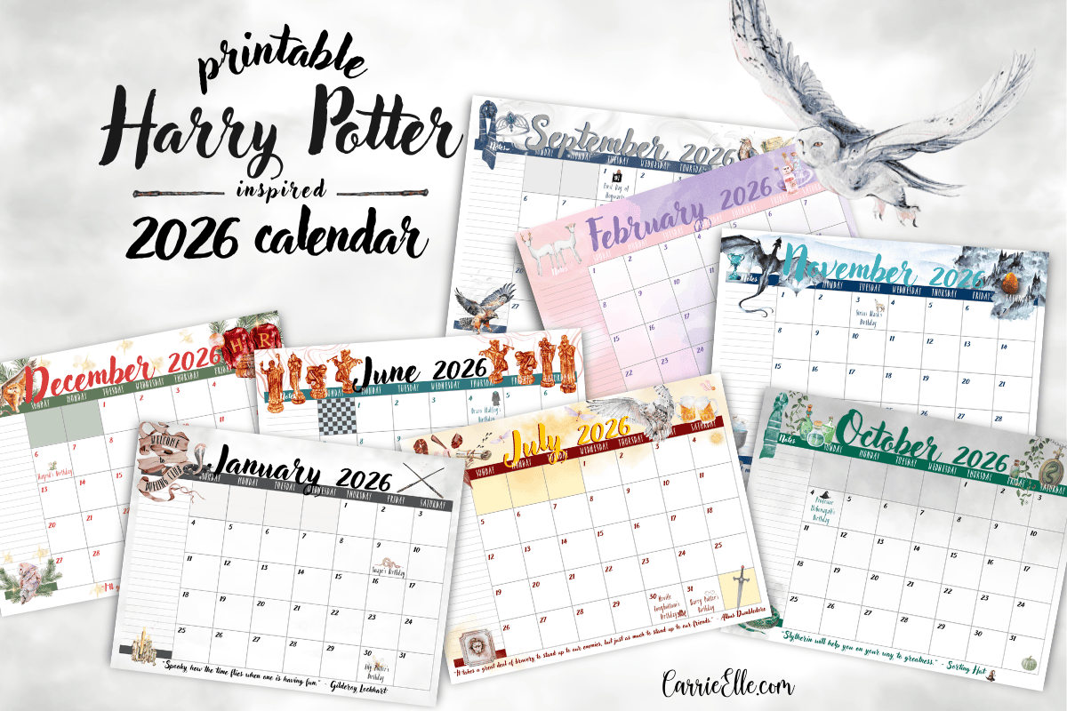 Harry Potter Printable Calendar 2026