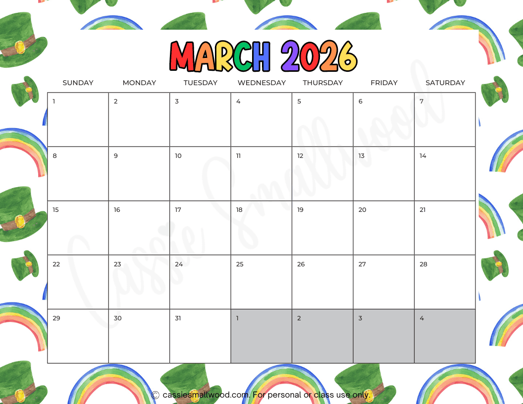 Free Printable Calendar March 2026
