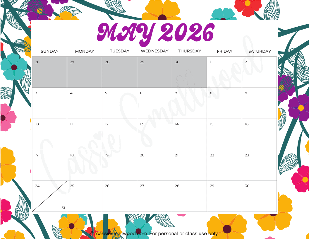 Free Printable 2026 May Calendar