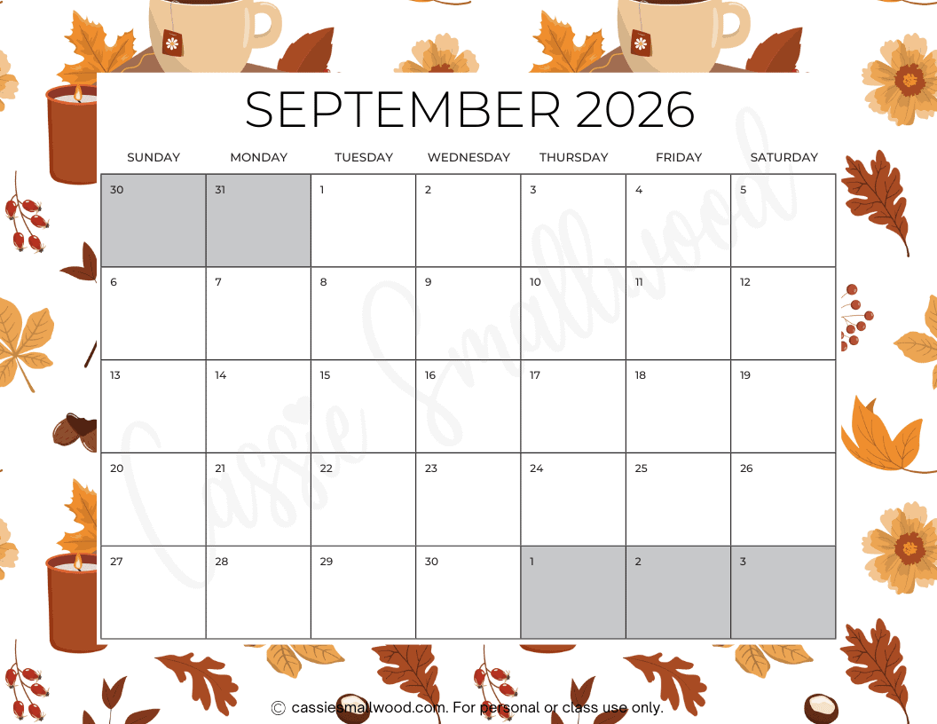 Free Printable September 2026 Calendar Pdf